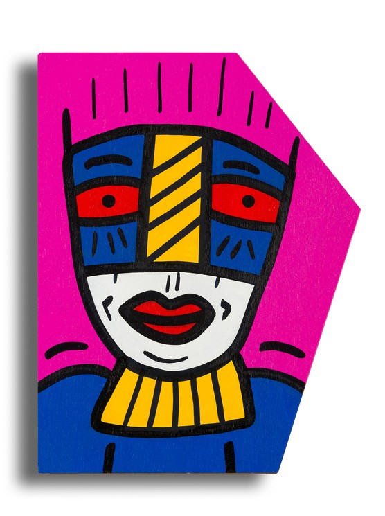 Binsky, Woody 4, Painting on wood