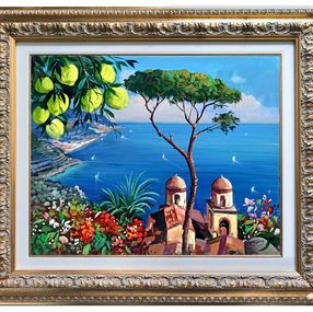 Painting, Nature on the coast - Ravello Italy painting & frame, Vincenzo Somma