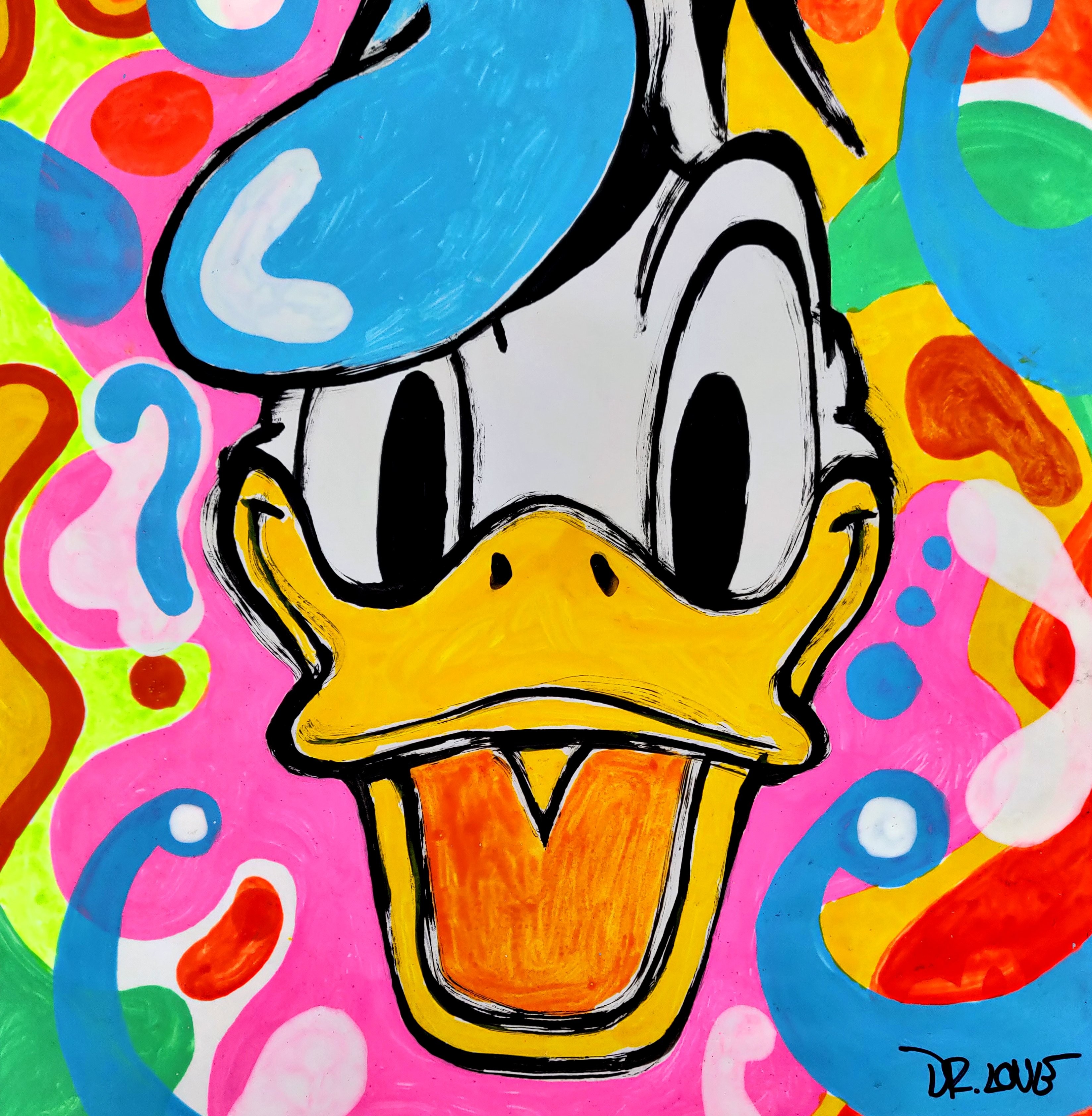 Dr. Love, Donald in Candyland street art style Dr. Love, Donald in Candyland street art style