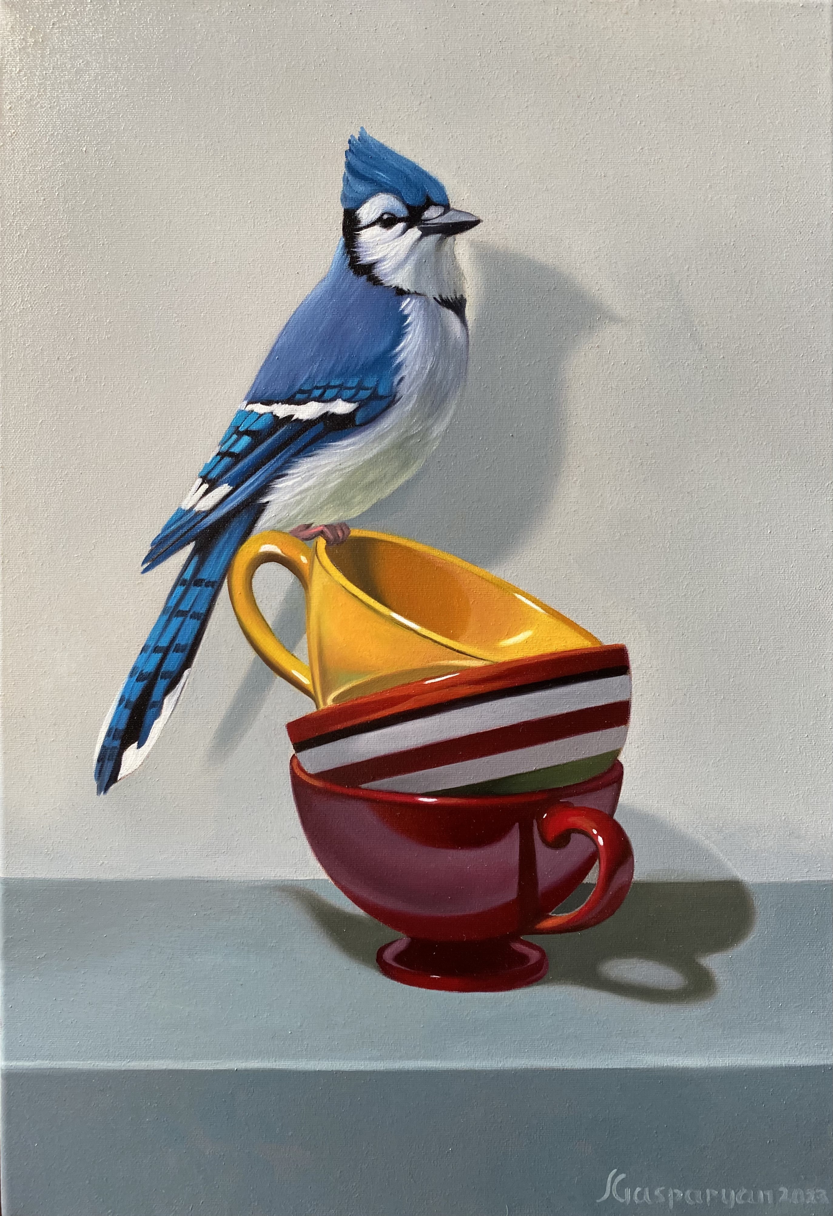 Ara Gasparyan, Still life with bird and cups Ara Gasparyan, Still life with bird and cups
