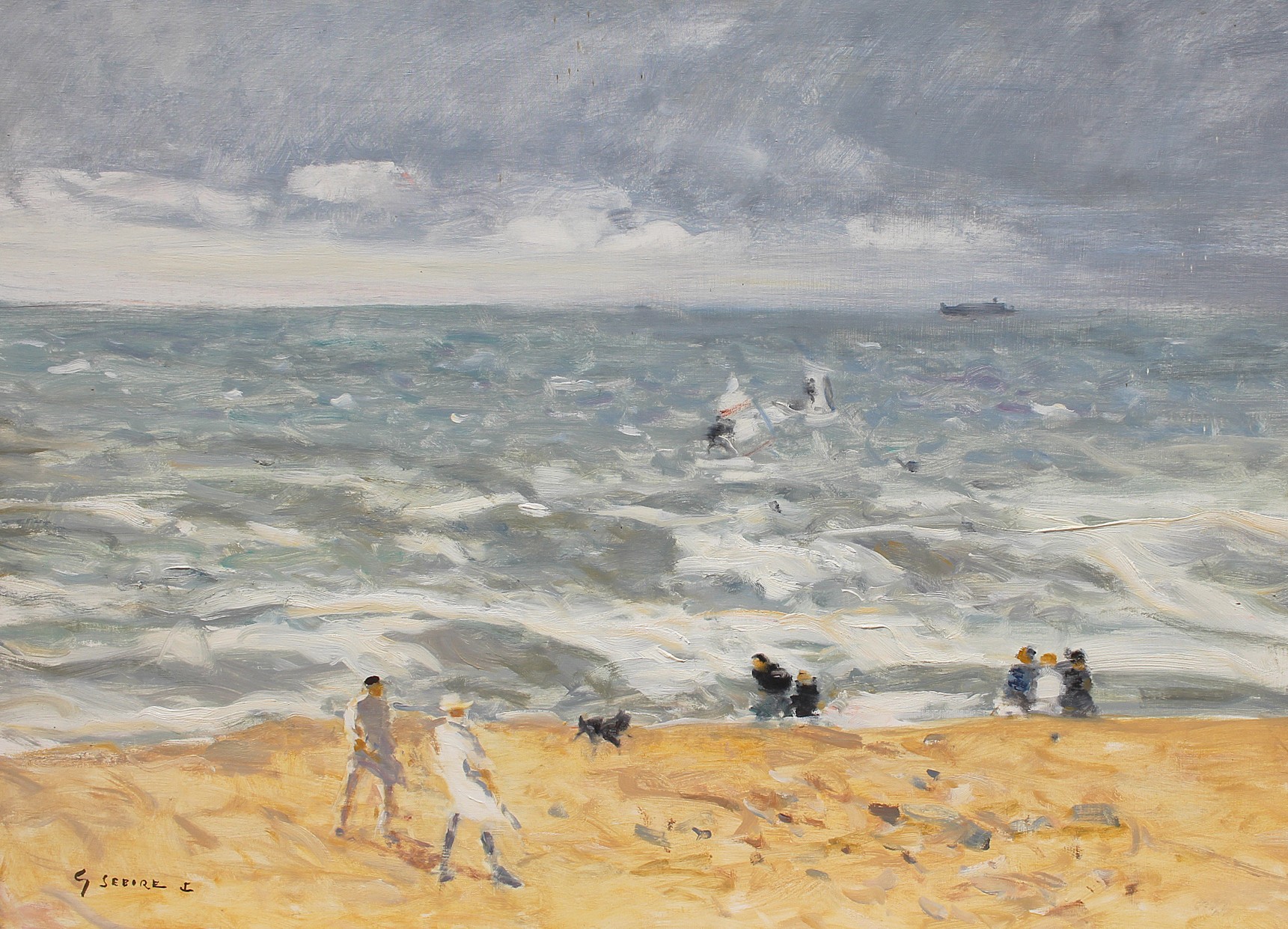 Gaston Sebire, Promeneurs sur la plage Gaston Sebire, Promeneurs sur la plage