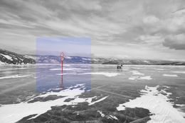 Fotografien, Signalisation routière sur le lac Baïkal, Christophe Gibourg