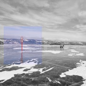 Photography, Signalisation routière sur le lac Baïkal, Christophe Gibourg