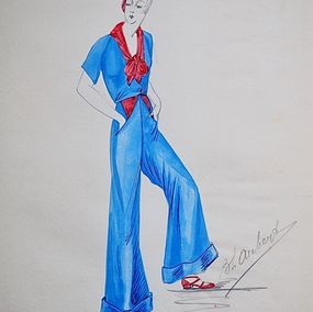 Fine Art Drawings, Combinaison bleu et rouge 20 ref BDNW11684, Atelier Vionnet