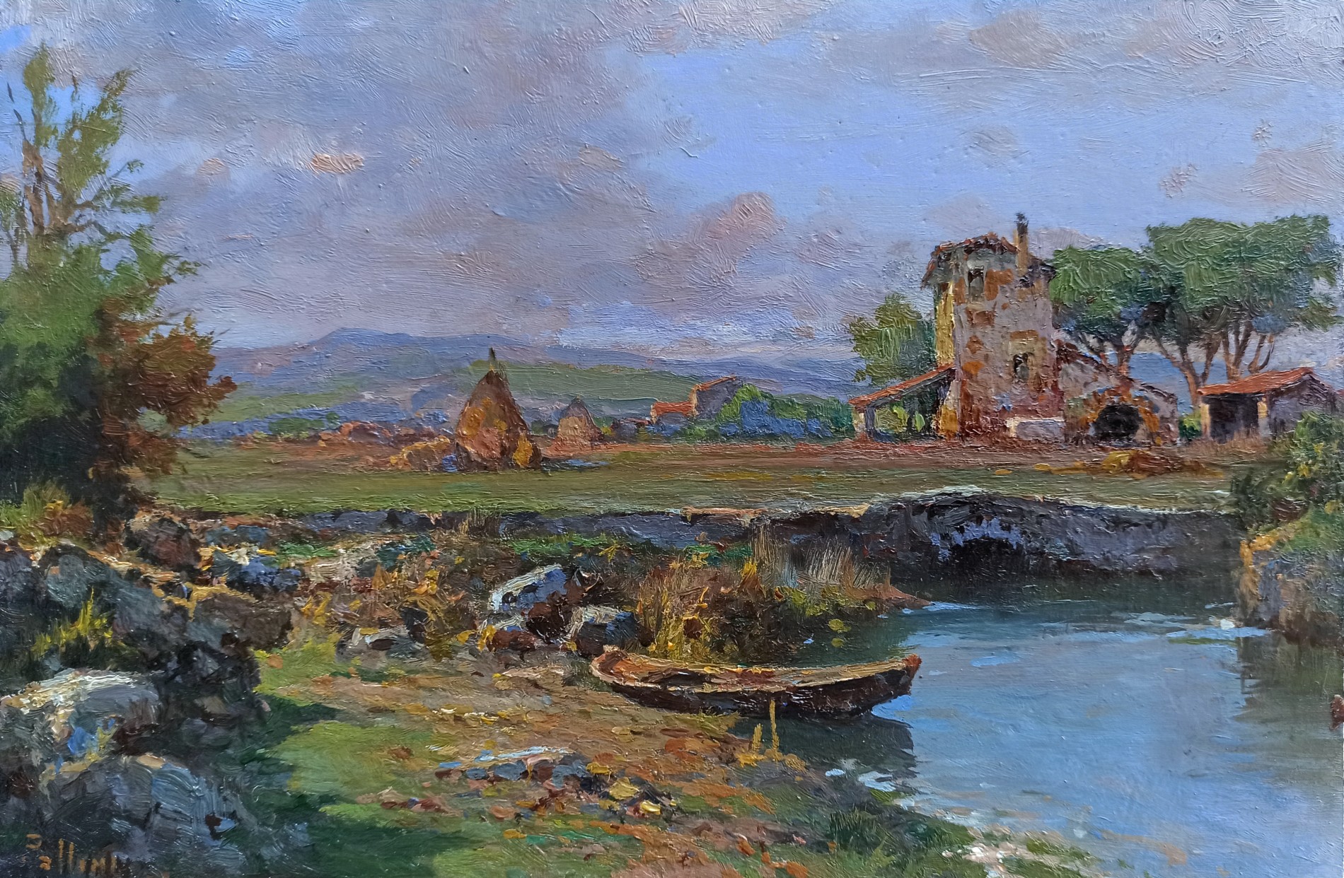 Claudio Pallini, Sunny day in the countryside - Tuscany landscape painting Claudio Pallini, Sunny day in the countryside - Tuscany landscape painting