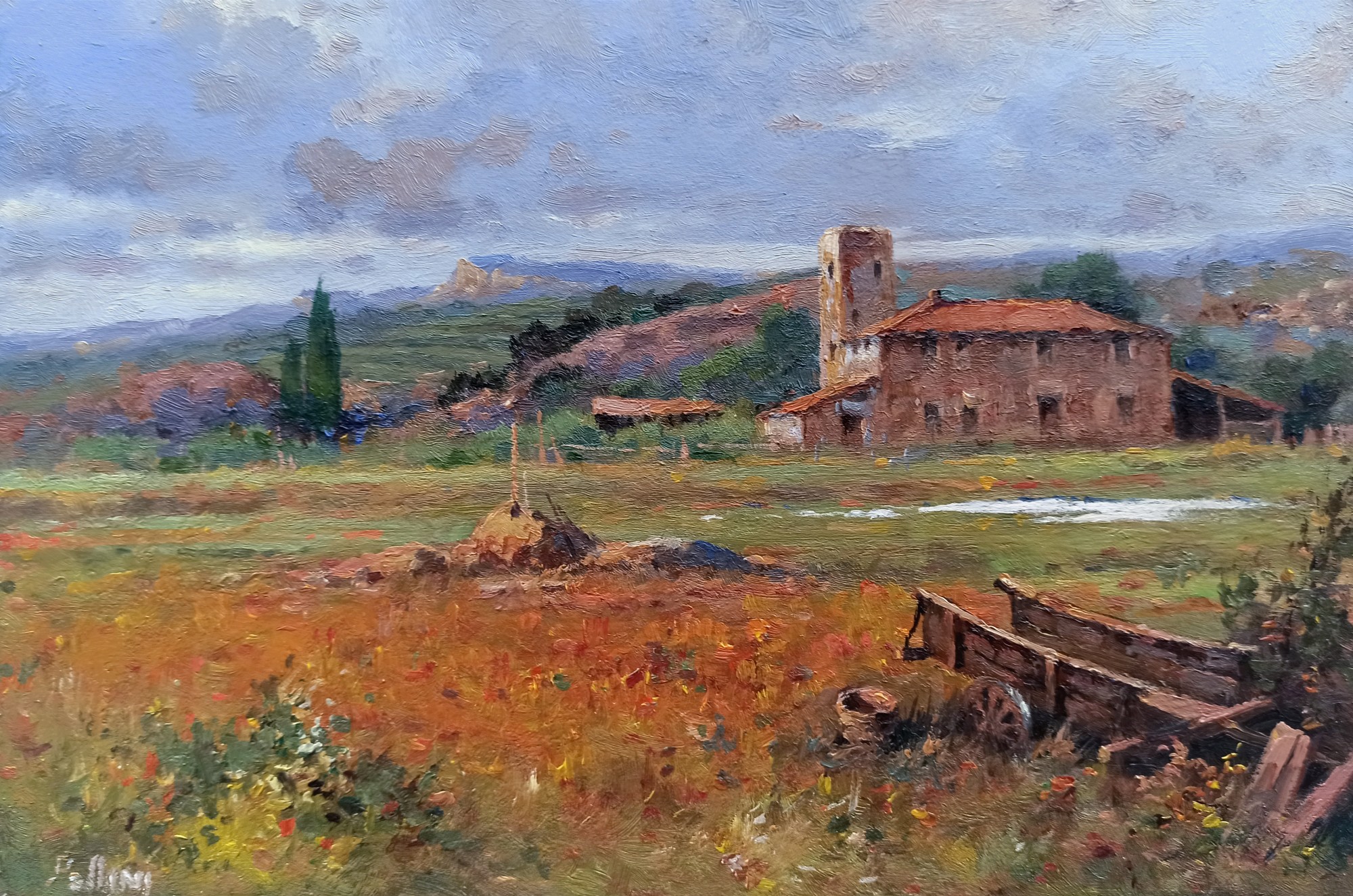 Claudio Pallini, Flowery in June - Tuscany landscape painting Claudio Pallini, Flowery in June - Tuscany landscape painting