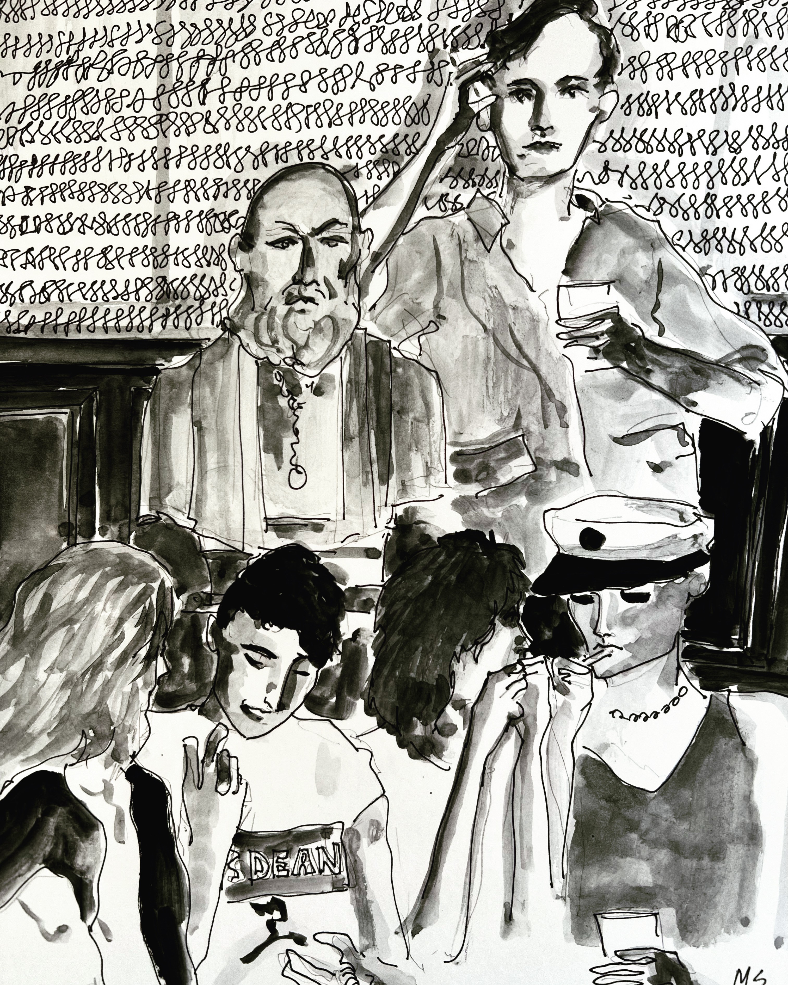 Manuel Santelices, Oxford all night party 1983 (after a picture by Dafydd Jones) Manuel Santelices, Oxford all night party 1983 (after a picture by Dafydd Jones)