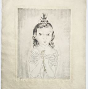 Fillette à l'Oiseau. De l'album les Enfants, Léonard Foujita
