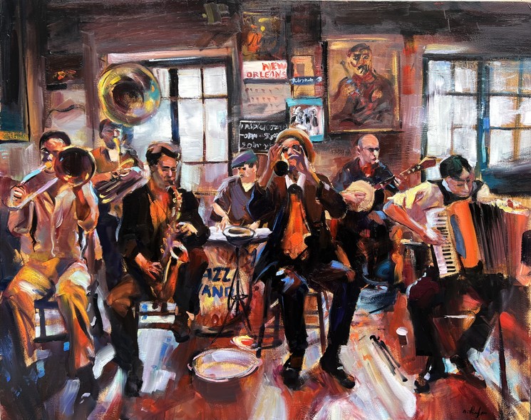 Irakli Chikovani, Jazz Band, Painting on canvas