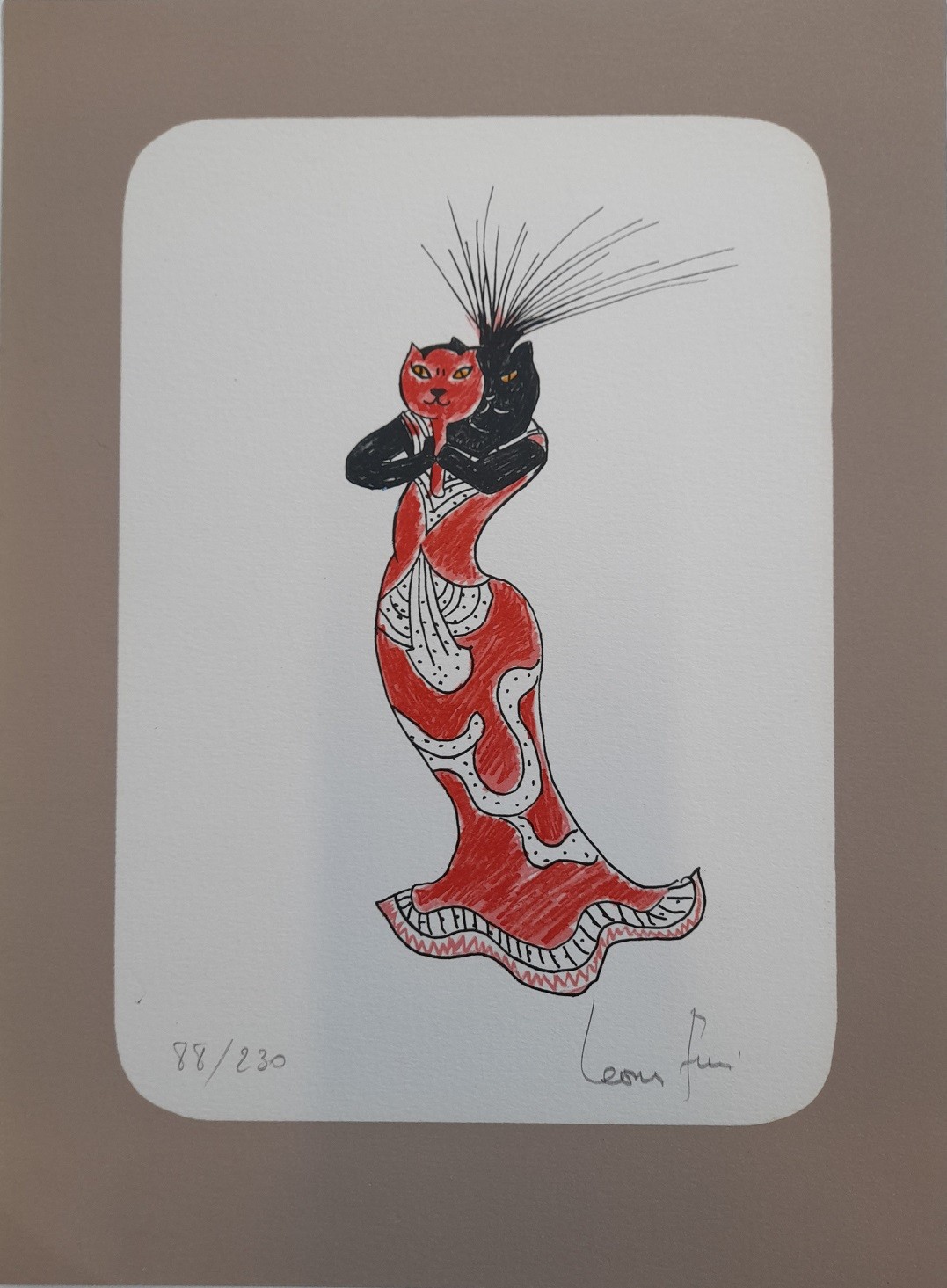 Leonor Fini, Chat en robe rouge Leonor Fini, Chat en robe rouge