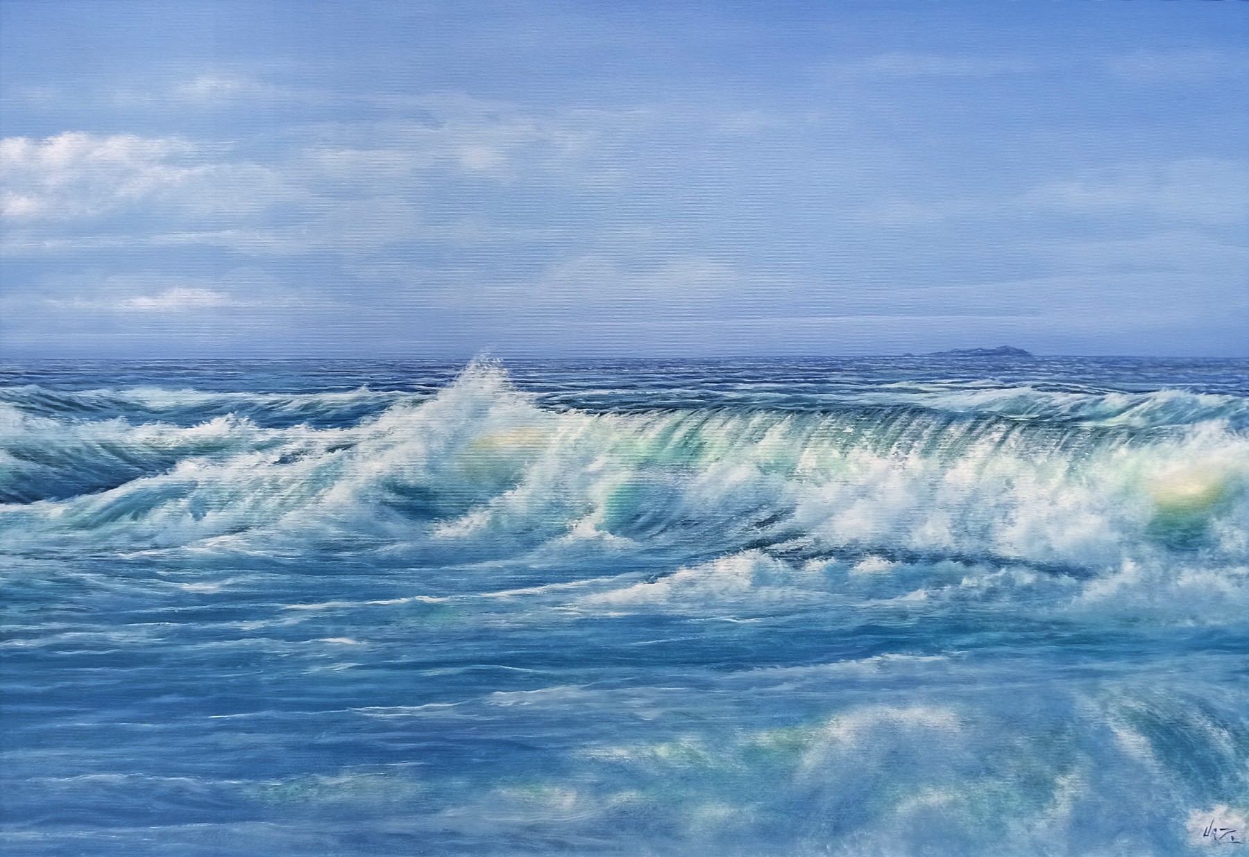 Stefano Urzi, Waves in the morning - Italian painting Stefano Urzi, Waves in the morning - Italian painting
