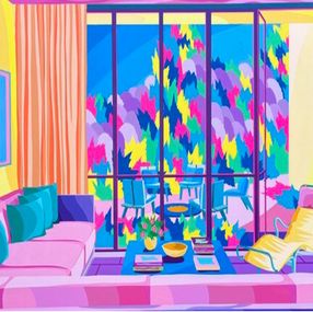 Painting, Living room with yellow walls, Michael Callas