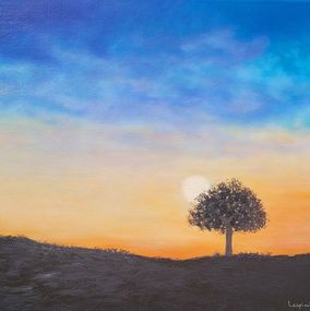Gemälde, Arbre au coucher de soleil, Nadine de Lespinats