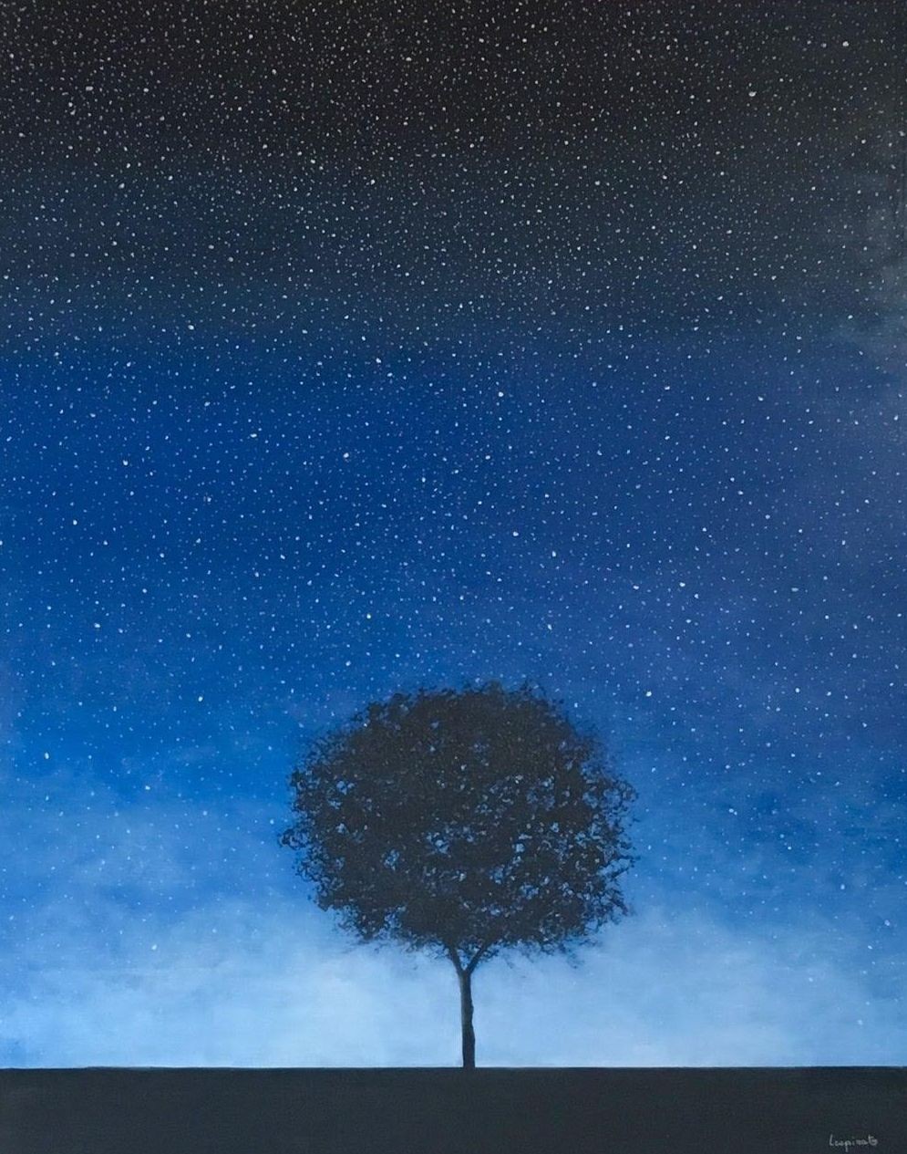 Nadine de Lespinats, Arbre sur fond bleu Nadine de Lespinats, Arbre sur fond bleu