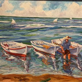 Gemälde, Recogiendo las barcas, AVEL Muñoz