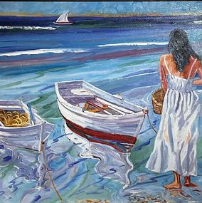 Painting, Mirando al mar, AVEL Muñoz
