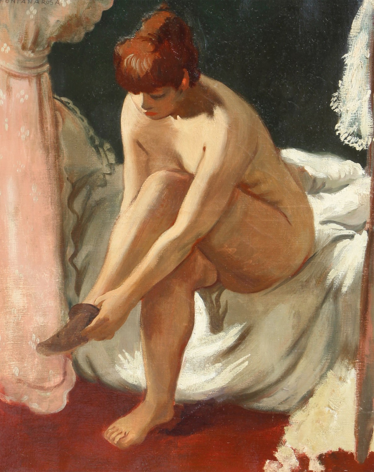 Lucien-Joseph Fontanarosa, Jeune femme s'habillant Lucien-Joseph Fontanarosa, Jeune femme s'habillant