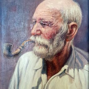 Gemälde, Vieil homme à la pipe, Louis Granata