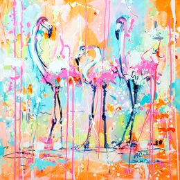 Peinture, Flamingo mood, Marta Zawadzka