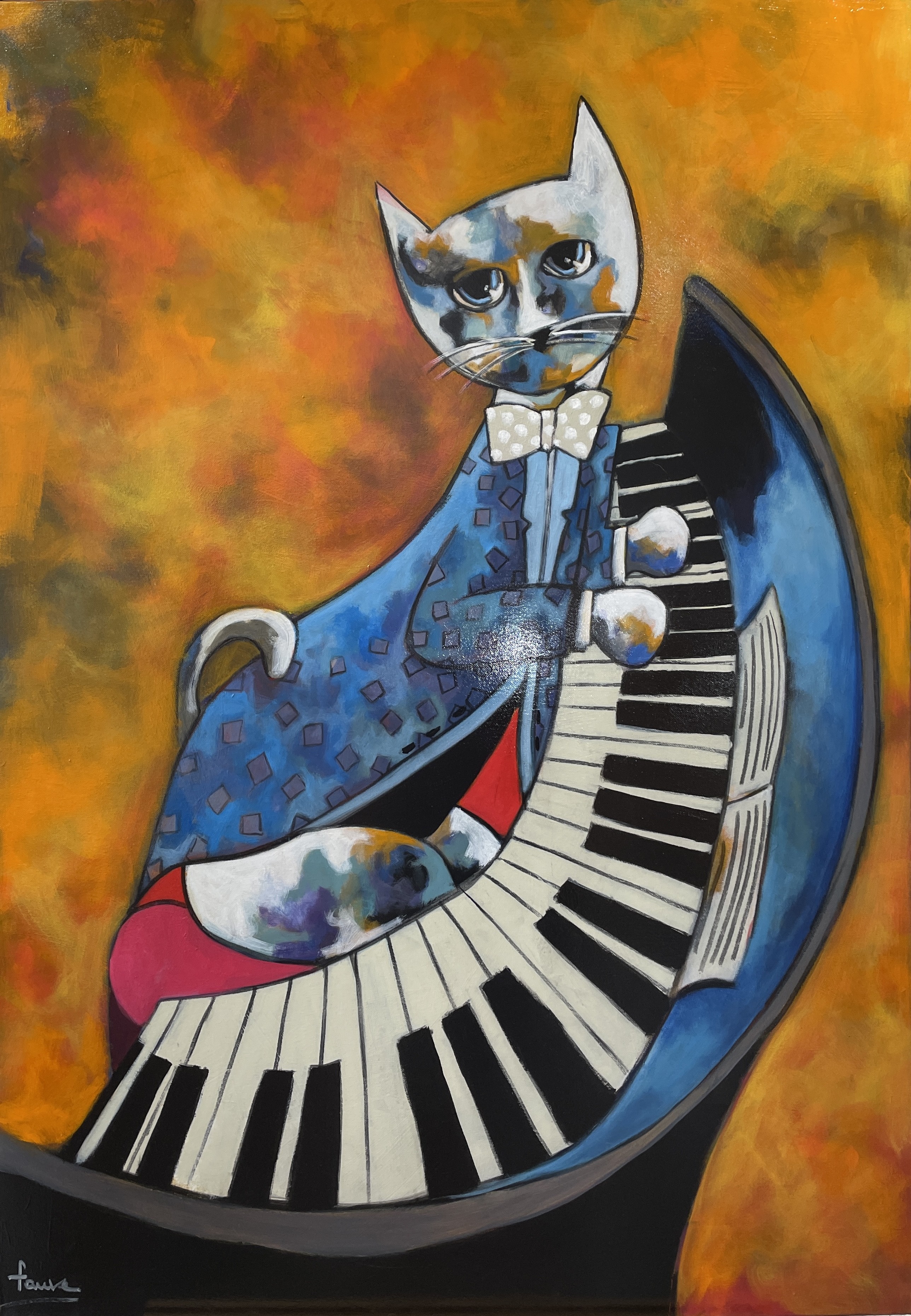 Martine Fauve Dechavanne, Gaspard au piano Martine Fauve Dechavanne, Gaspard au piano
