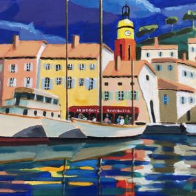 Painting, St Tropez le port, Brito Esteves