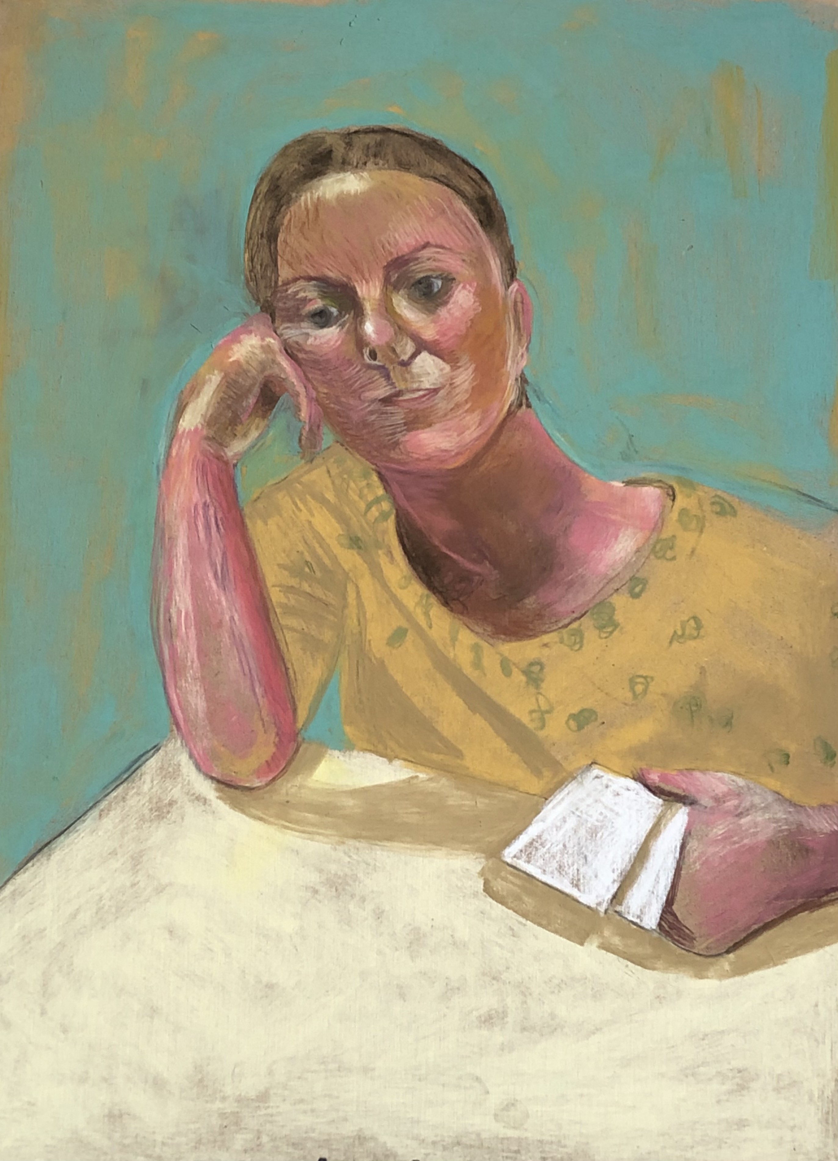 Susana Mata, Woman playing cards Susana Mata, Woman playing cards