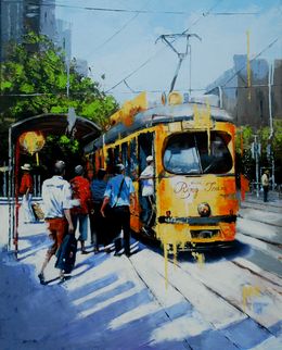 Painting, Vienna ring tram, Sylvie Julkowski-Egard