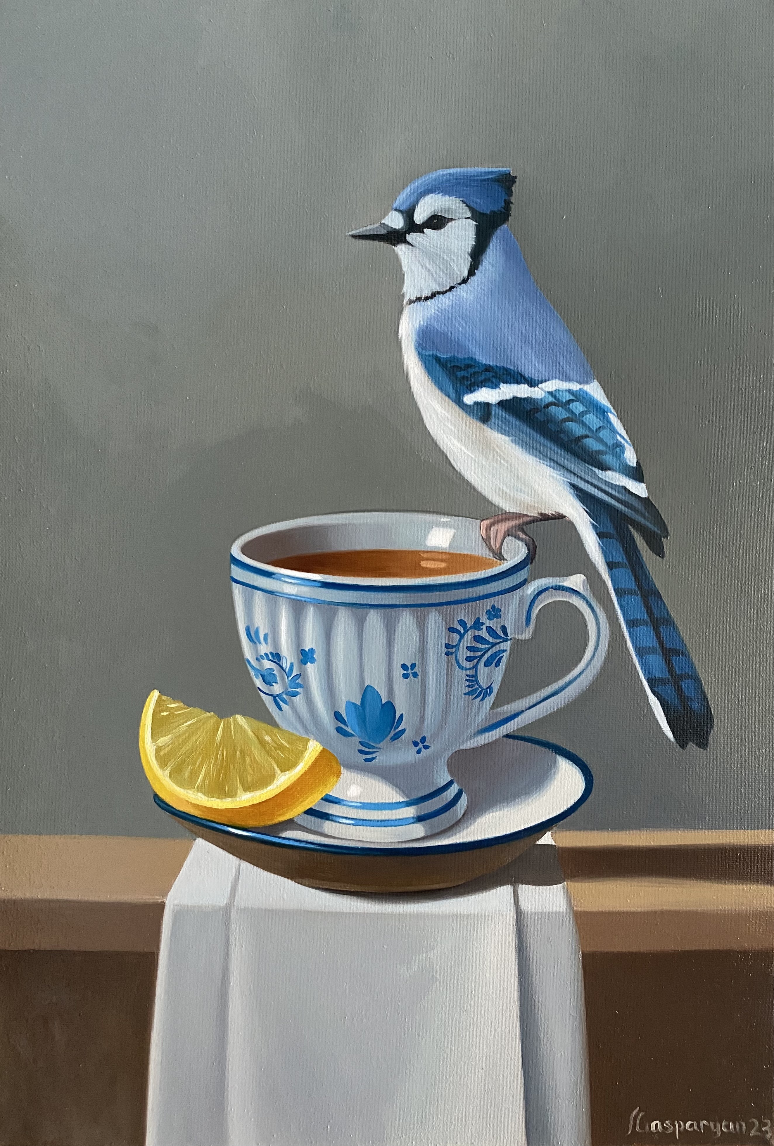 Ara Gasparyan, Still life with bird, cup and lemon Ara Gasparyan, Still life with bird, cup and lemon