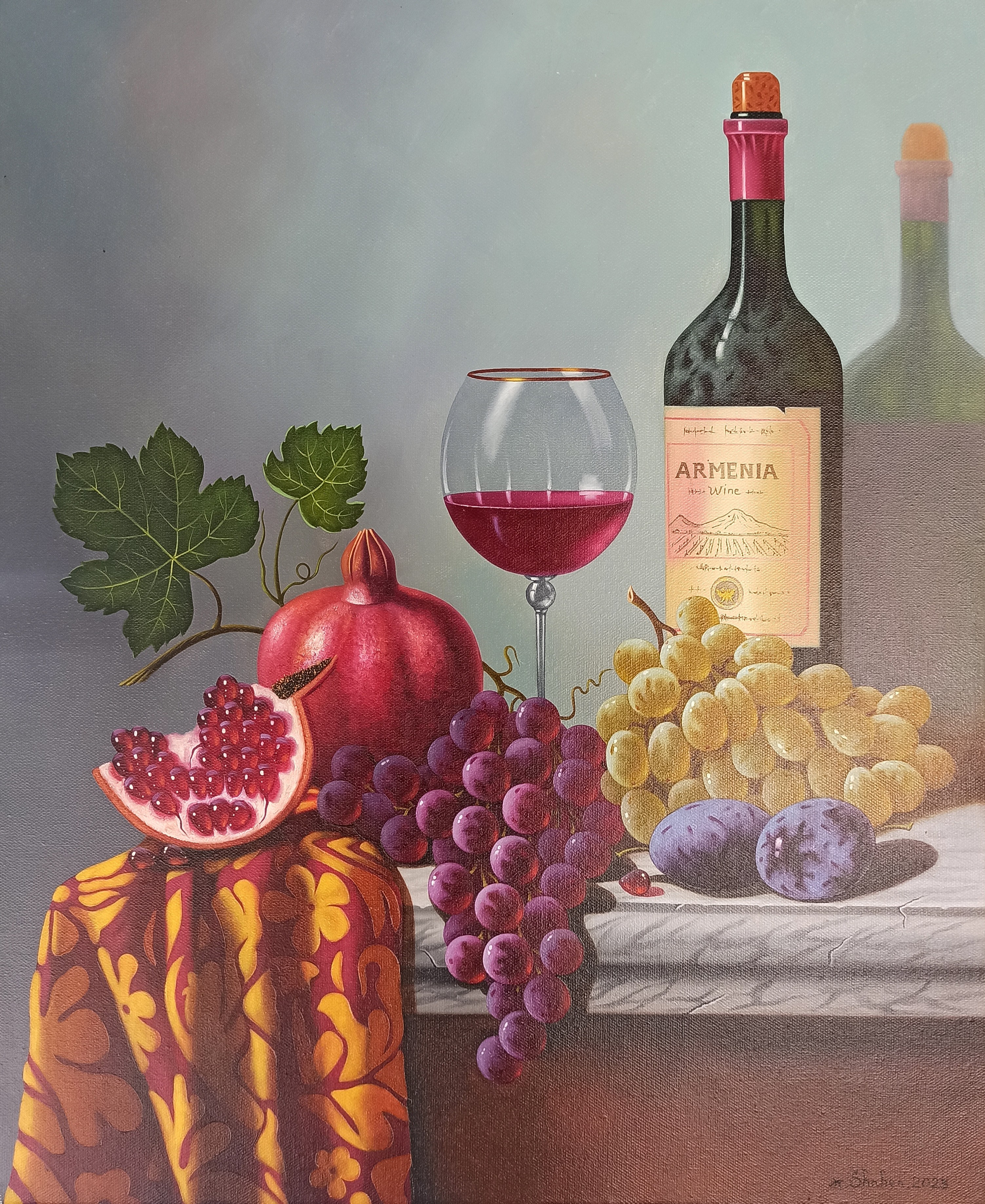 Shahen Aleksandryan, Still life with wine bottle Shahen Aleksandryan, Still life with wine bottle