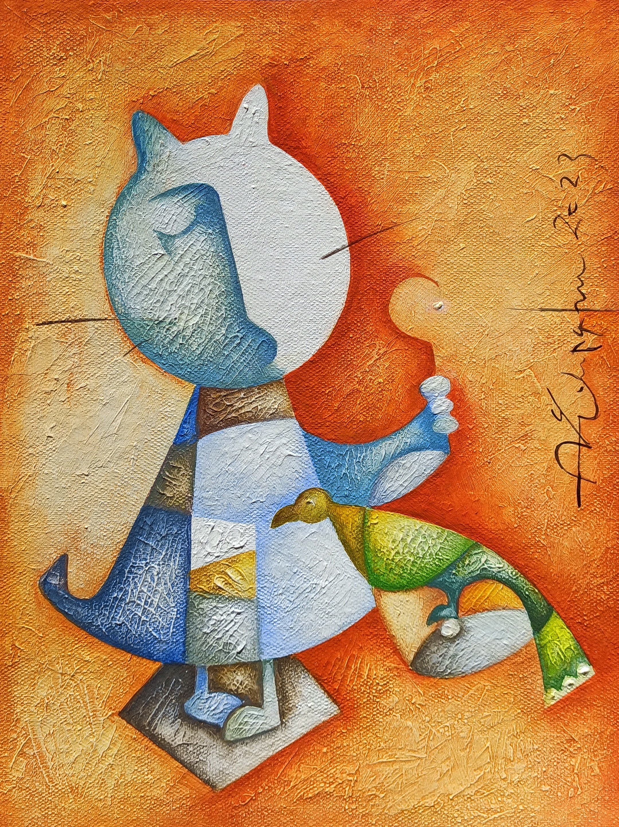 Sargis Zaqaryan, Cat and bird Sargis Zaqaryan, Cat and bird