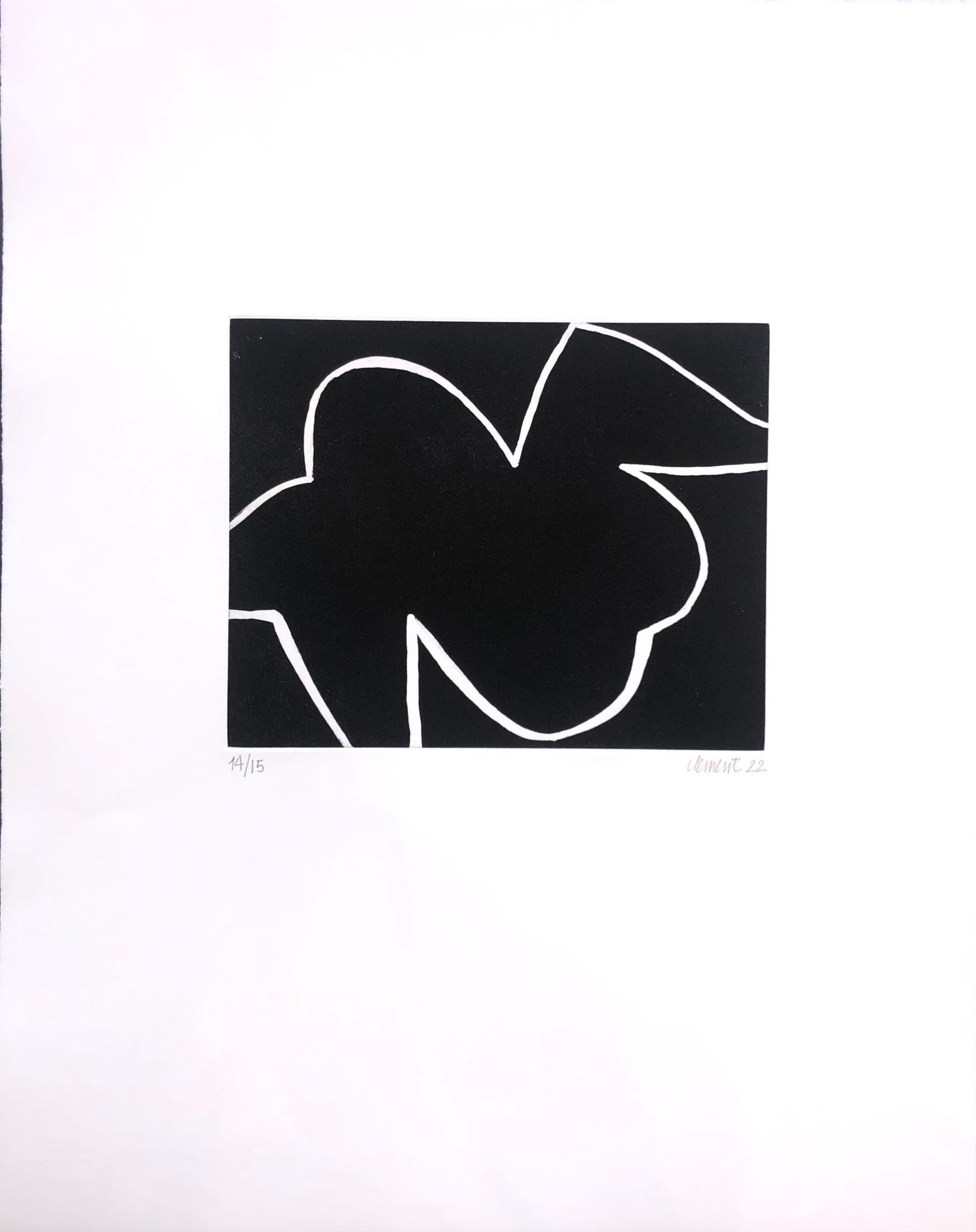Alain Clément, Abstraction en noir et blanc 2, estampe originale Alain Clément, Abstraction en noir et blanc 2, estampe originale