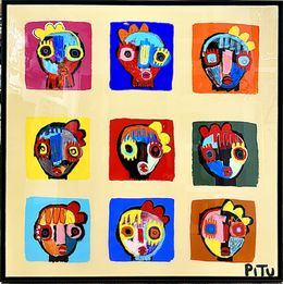 Painting, Les 9 petites têtes, Pitu