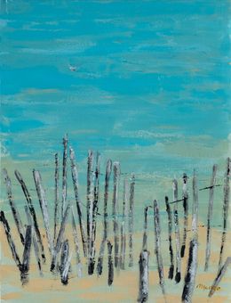 Pintura, Les étangs de Méjean II - Paysage de bord de mer, Michèle Capitani Manzo