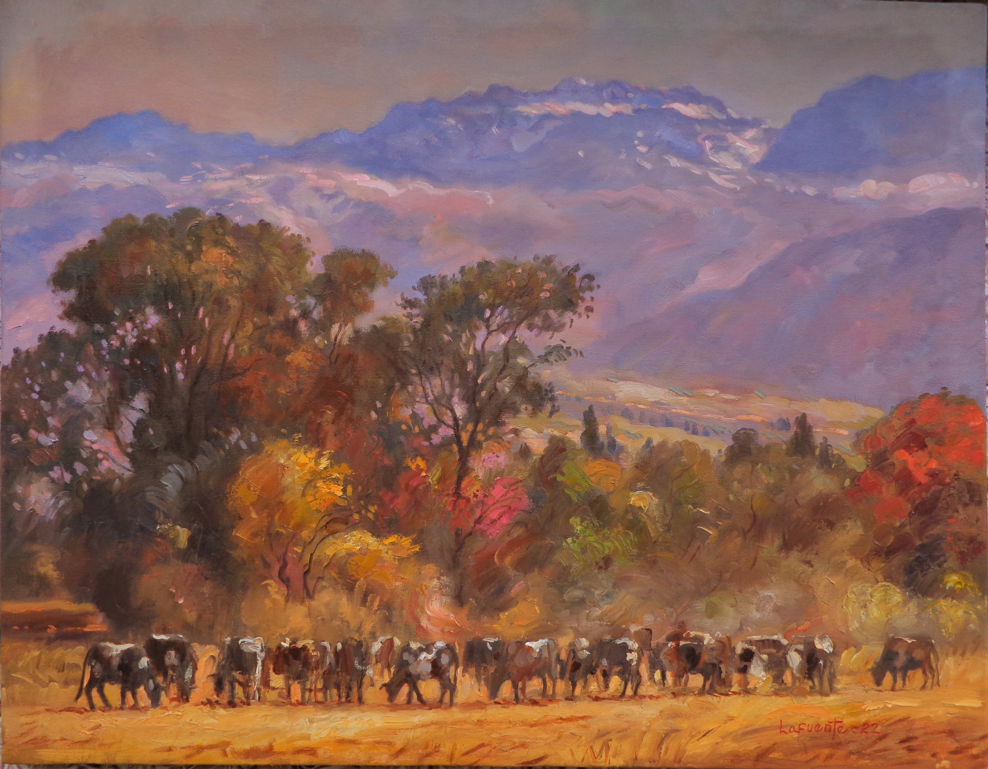 Benjamín Lafuente, Landscape with cows Benjamín Lafuente, Landscape with cows