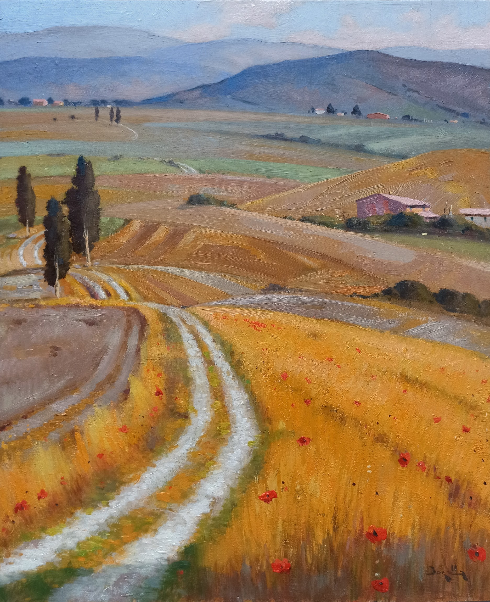 Andrea Borella, Tuscany hills - Gladiator film location painting Andrea Borella, Tuscany hills - Gladiator film location painting