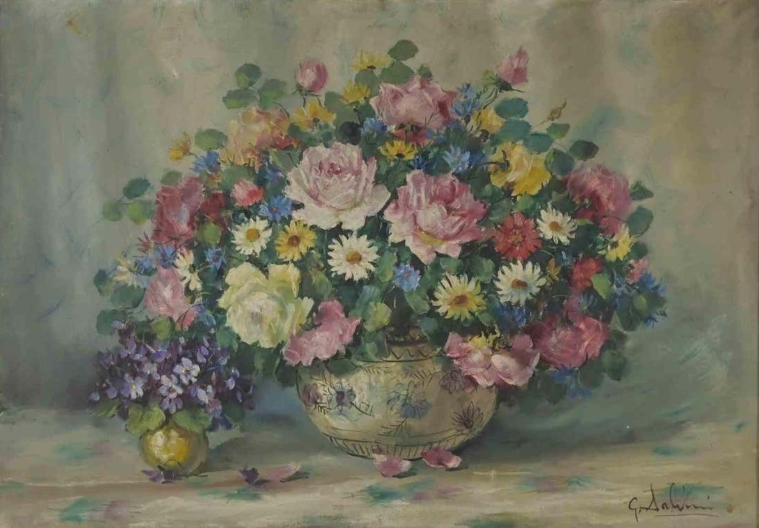 Giuseppe Salvini, Still life of flowers in cases Giuseppe Salvini, Still life of flowers in cases