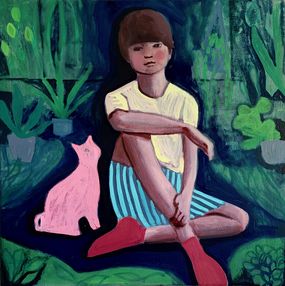 Painting, Pink Cat, Zena Blackwell