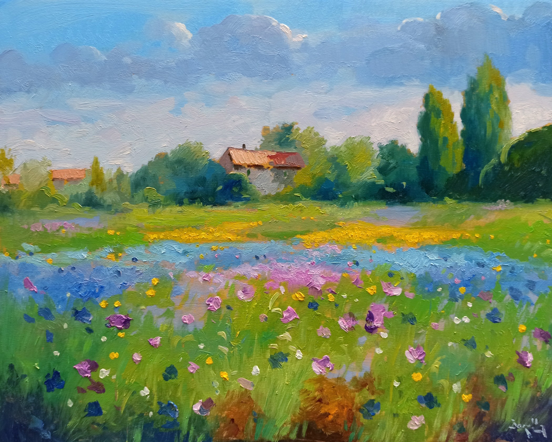 Andrea Borella, Flowery countryside - Tuscany painting landscape Andrea Borella, Flowery countryside - Tuscany painting landscape