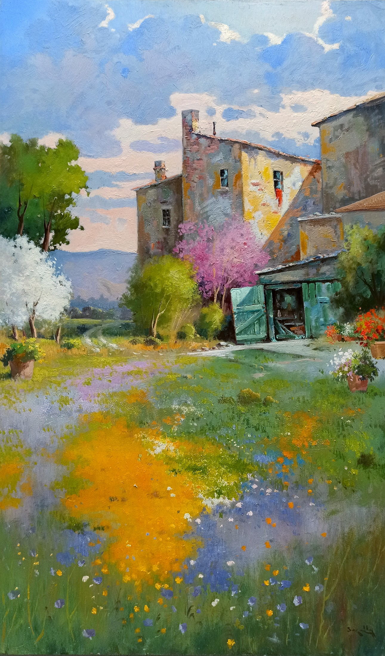 Andrea Borella, Old farmhouses - Tuscany painting landscape Andrea Borella, Old farmhouses - Tuscany painting landscape