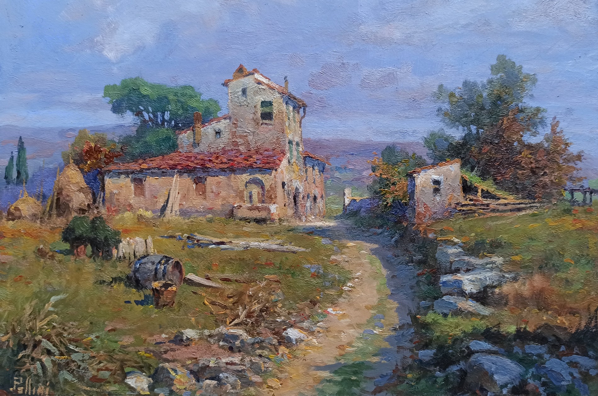 Claudio Pallini, Towards the country house - Tuscany landscape painting Claudio Pallini, Towards the country house - Tuscany landscape painting