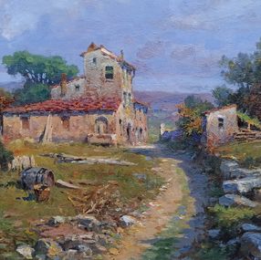Gemälde, Towards the country house - Tuscany landscape painting, Claudio Pallini