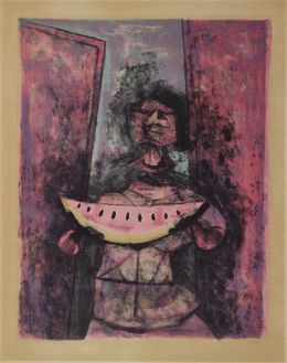 Print, Mujer con sandia, Rufino Tamayo
