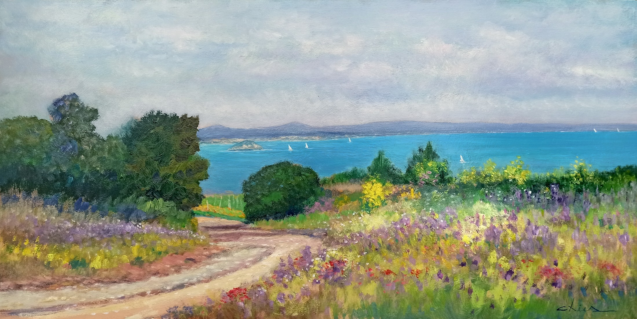 Biagio Chiesi, Elba Island panorama - Tuscany painting landscape Biagio Chiesi, Elba Island panorama - Tuscany painting landscape