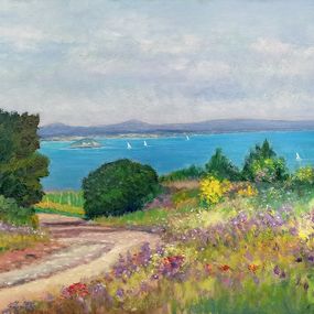 Painting, Elba Island panorama - Tuscany painting landscape, Biagio Chiesi