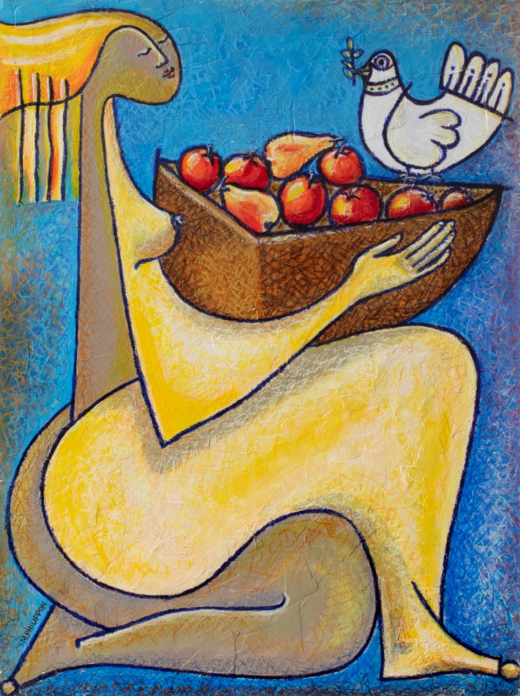 Michel Philippon, Offrande d'automne - série Femme et oiseaux Michel Philippon, Offrande d'automne - série Femme et oiseaux