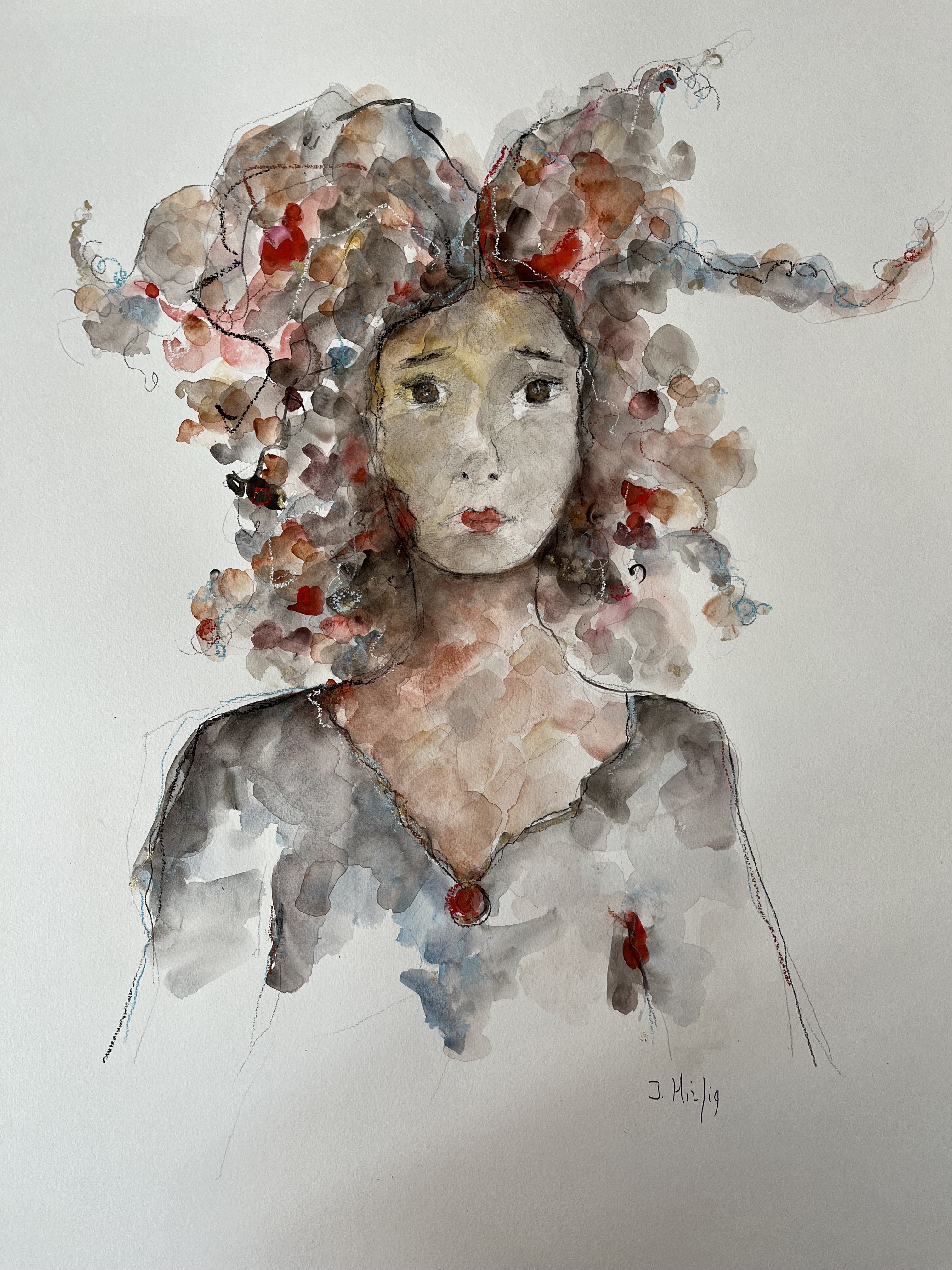 Isabelle Hirtzig, Portrait of a girl taken by surprise Isabelle Hirtzig, Portrait of a girl taken by surprise