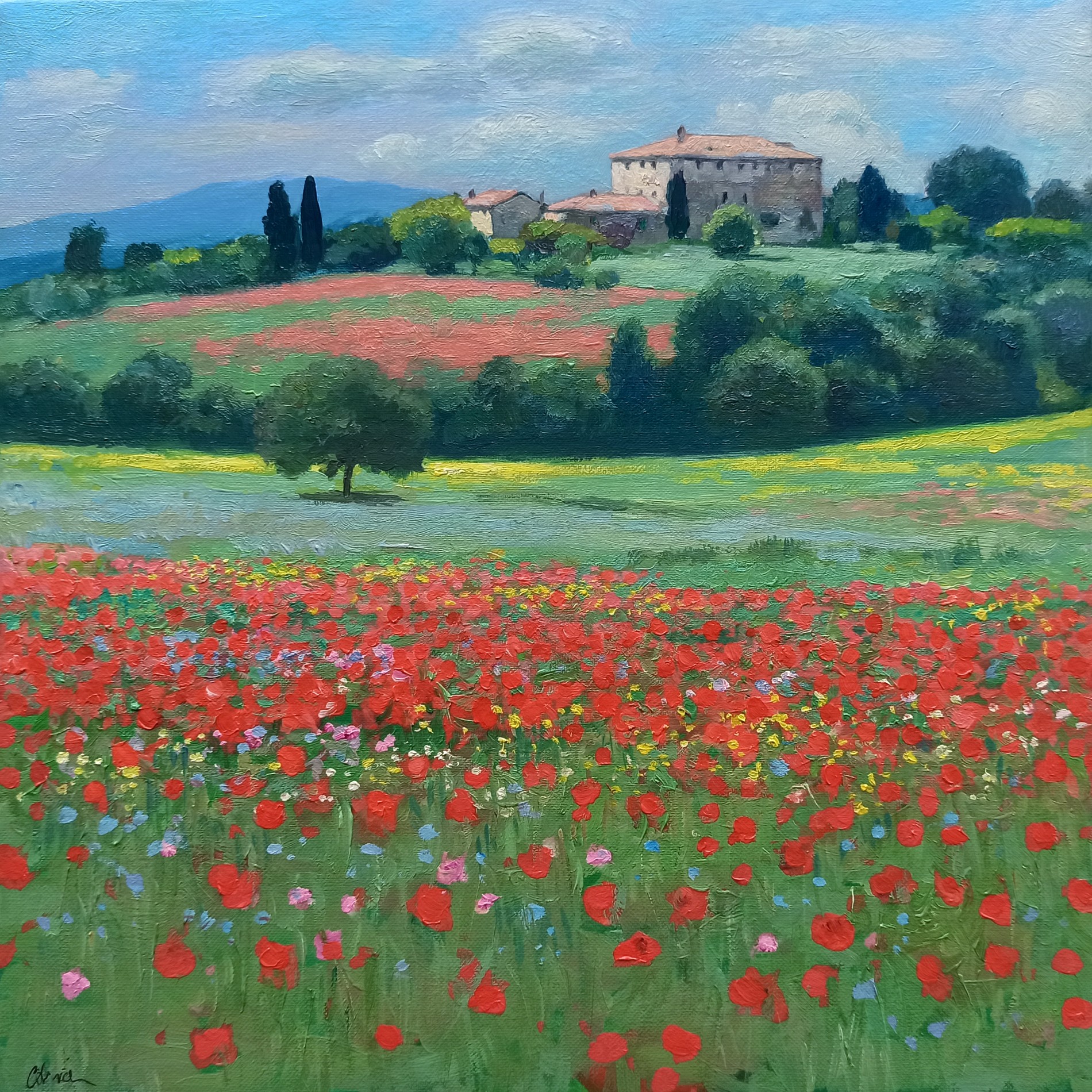 Riccardo Chirici, Tuscany countryside - Italian painting Riccardo Chirici, Tuscany countryside - Italian painting