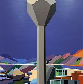 Gemälde, Brutalist Water Tower & Abstractscape, Marion Sagon