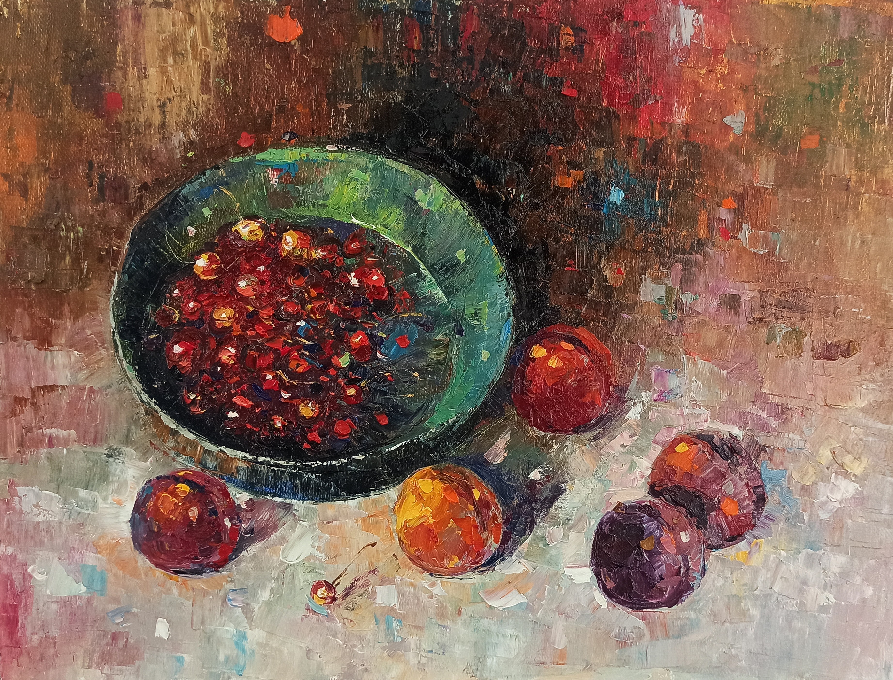 Narek Qochunc, Still life with cherries and peaches Narek Qochunc, Still life with cherries and peaches