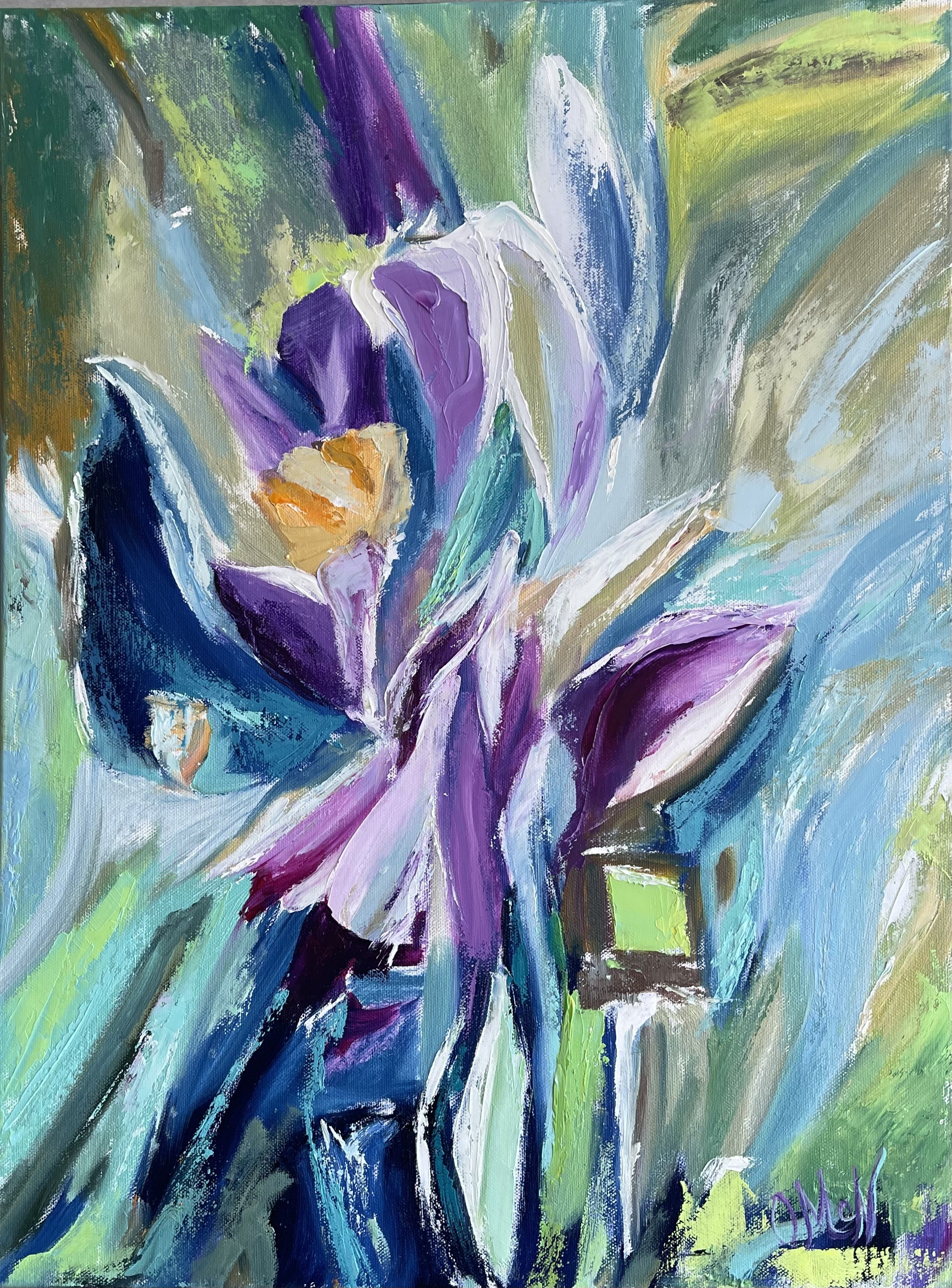 Olga McNamara, Violet Irises in Emerald Green Olga McNamara, Violet Irises in Emerald Green